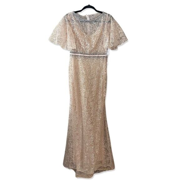 Mac Duggal Butterfly Sleeve Trumpet Evening Gown Dress Pink Sz 4 $598 prom bride - Picture 6 of 11